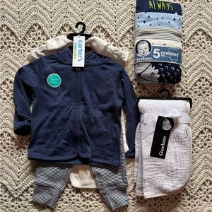 NWT Carter's Matching Set Burp Clothes And Onesie Pack Baby Boy Bundle 6-9 Month